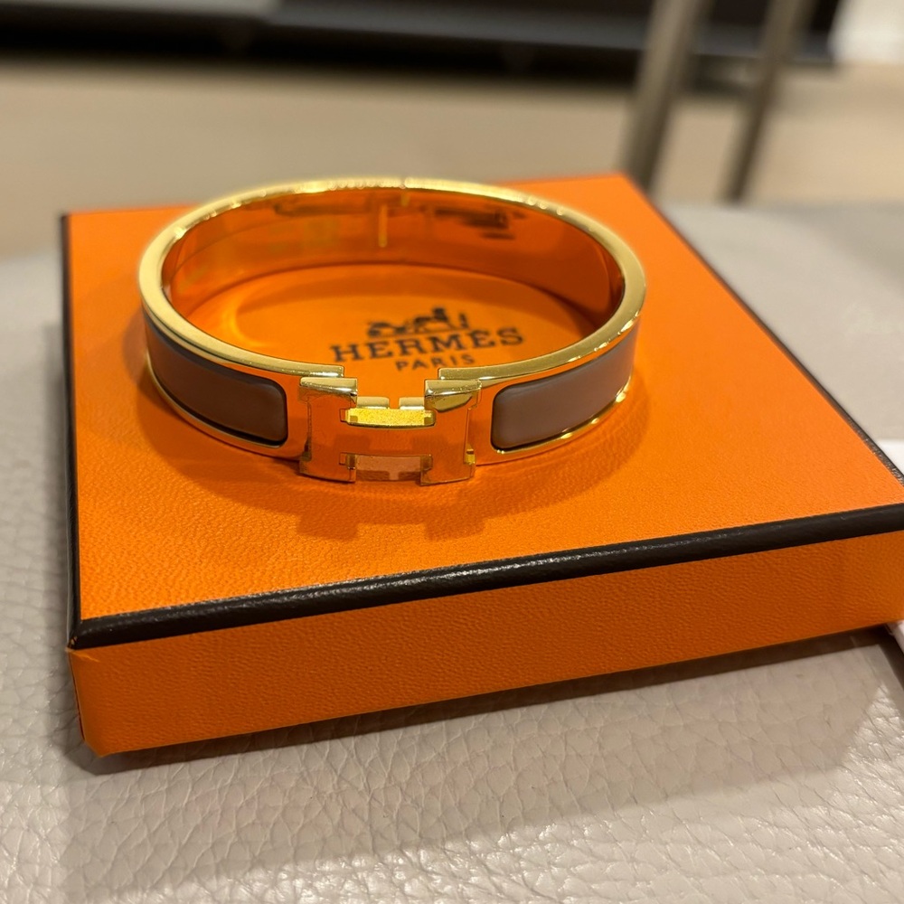 Hermes Clic H Marron Glacé & Gold PM size with dustbag & box
